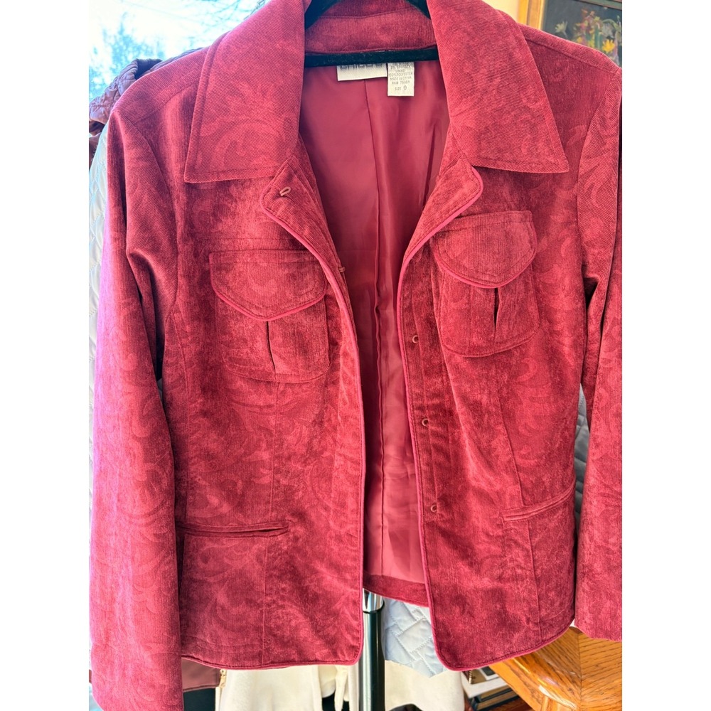 Chico's Mauve Pink Scroll Corduroy Jacket
